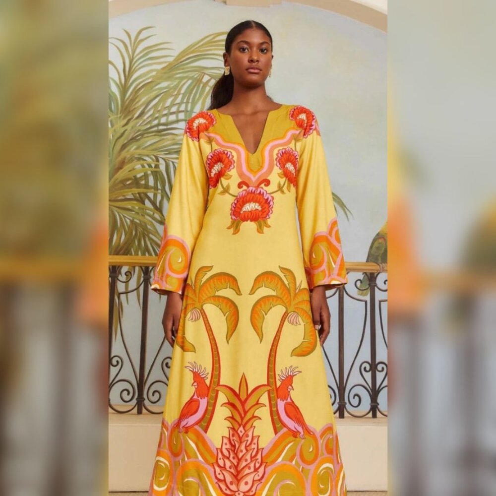🧡💛 Farm Rio Abacatua Maxi dress sz Small NWT 💛🧡